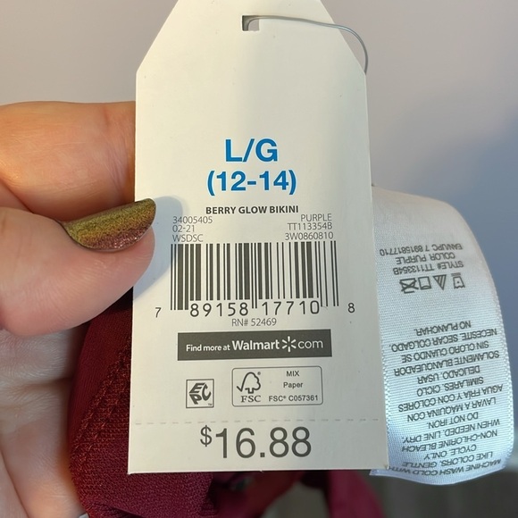 Time and Tru Berry Glow Cheeky Bikini Bottoms size L (12-14) Maroon - Picture 7 of 14